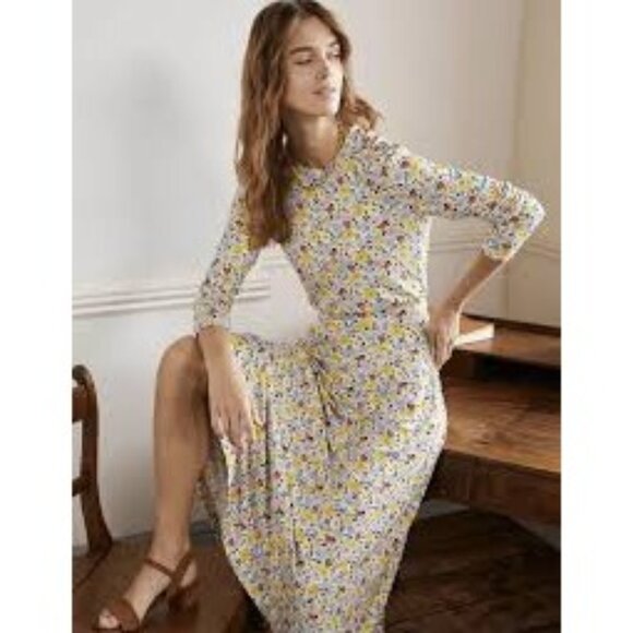 Boden Women's Floral Multicolor Long Sleeve Dress with pockets Size 4 - Picture 1 of 6